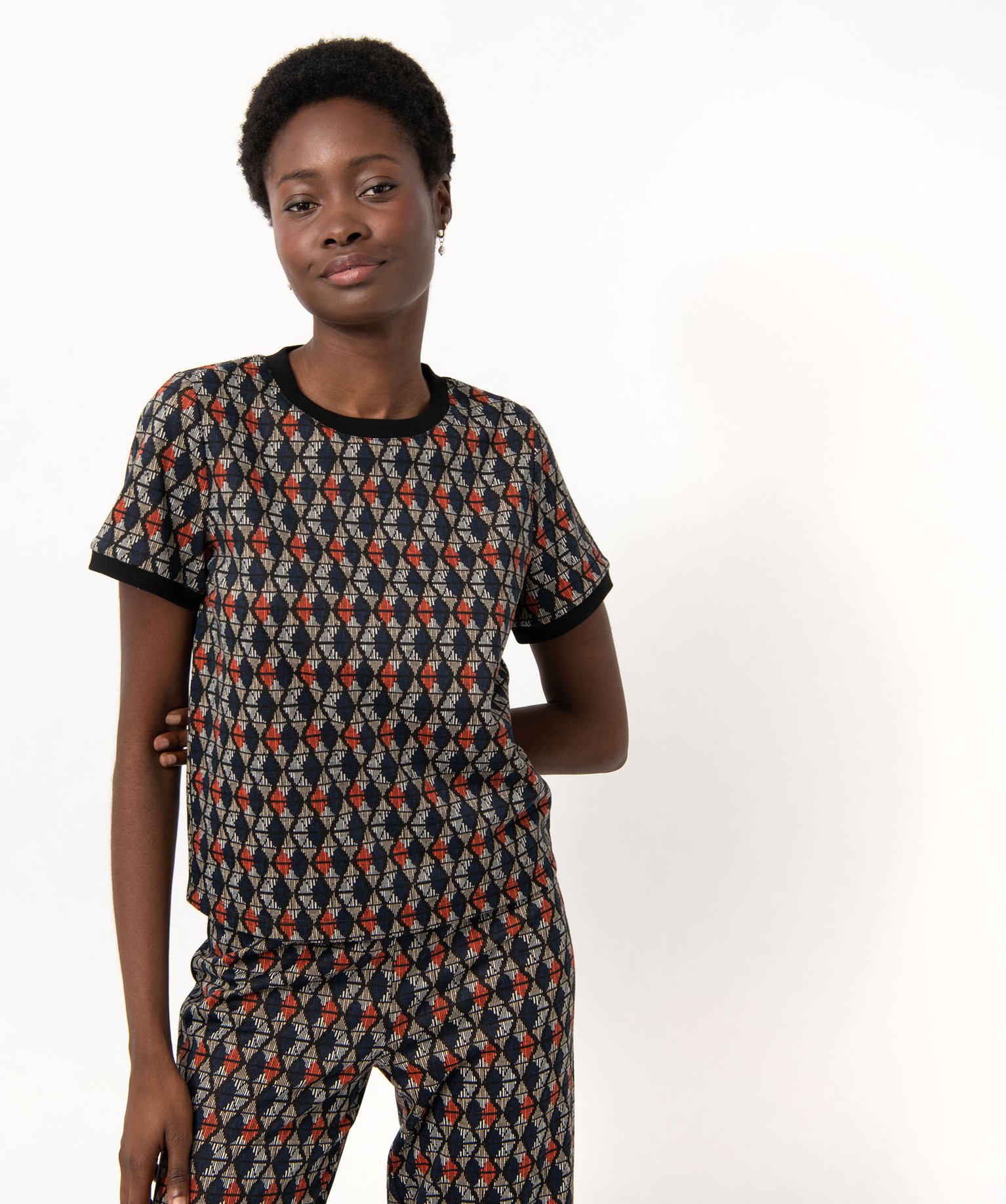 Tee-shirt à manches courtes imprimé femme multicolore | GEMO