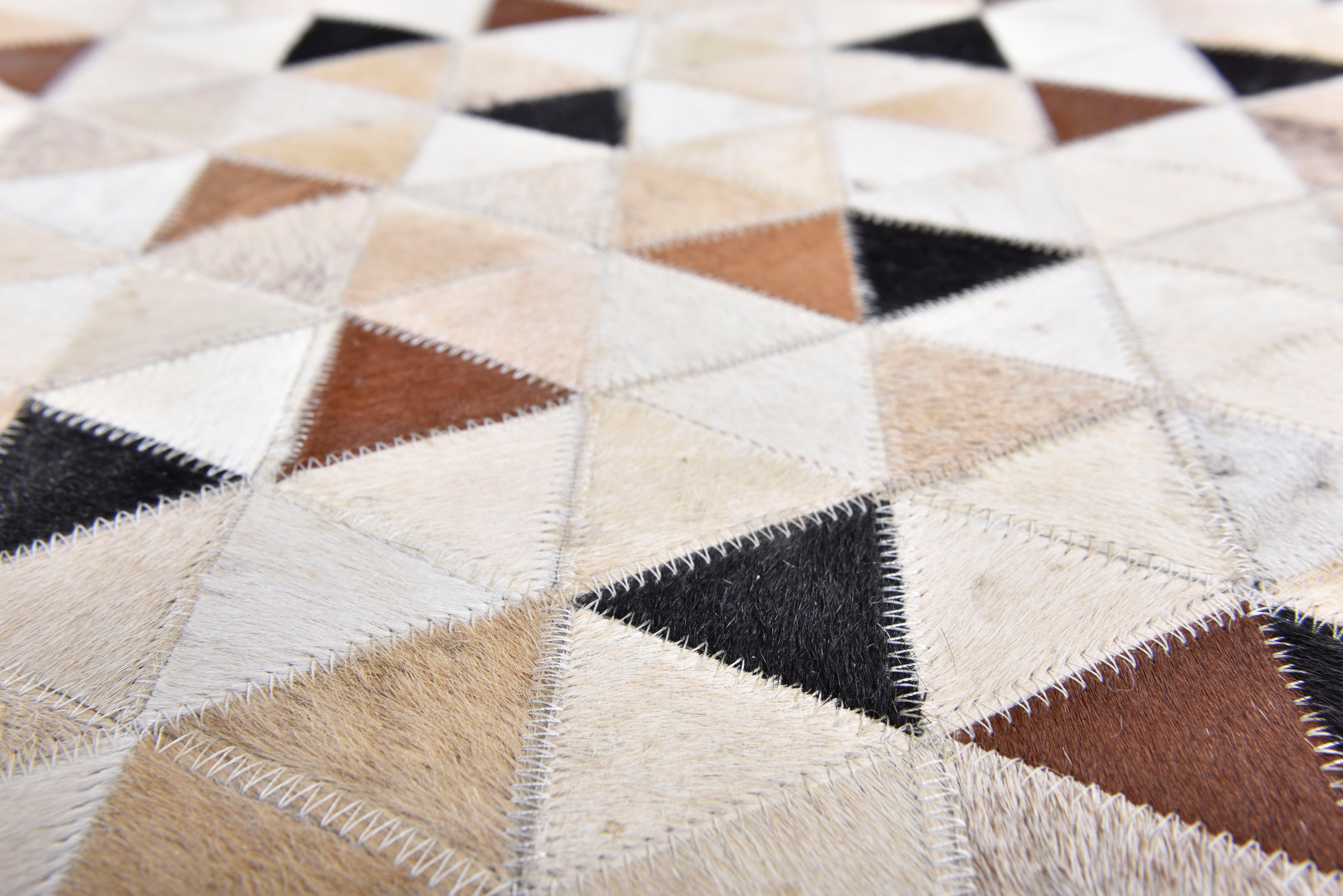 Fellteppich Kobe, THEKO, rechteckig, Höhe: 3 mm, Patchwork, handgenäht, echtes Rinderfell in Naturtönen
