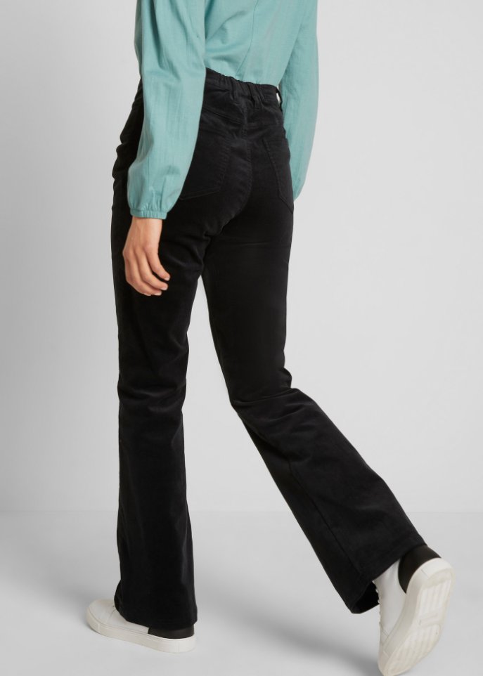 Stretch-Cord-Schlaghose mit High-Waist-Bequembund