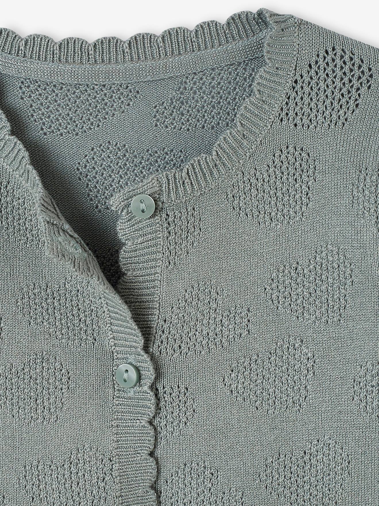 Vertbaudet Mädchen Baby Strickjacke mit Ajourmuster Oeko-Tex - salbeigrün