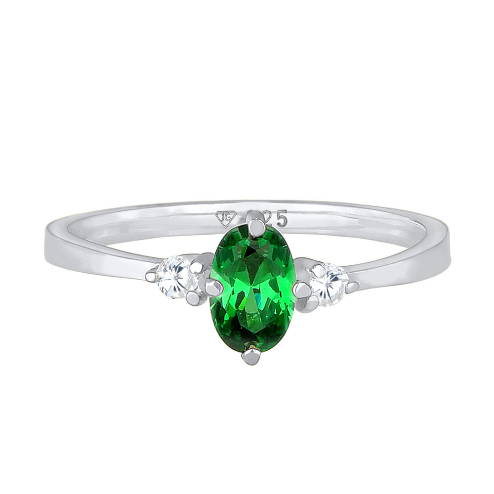 Elli Elli Bague Femmes Bande Élégant avec Cristaux de Zirconium Vert en Argent Sterlin Bague