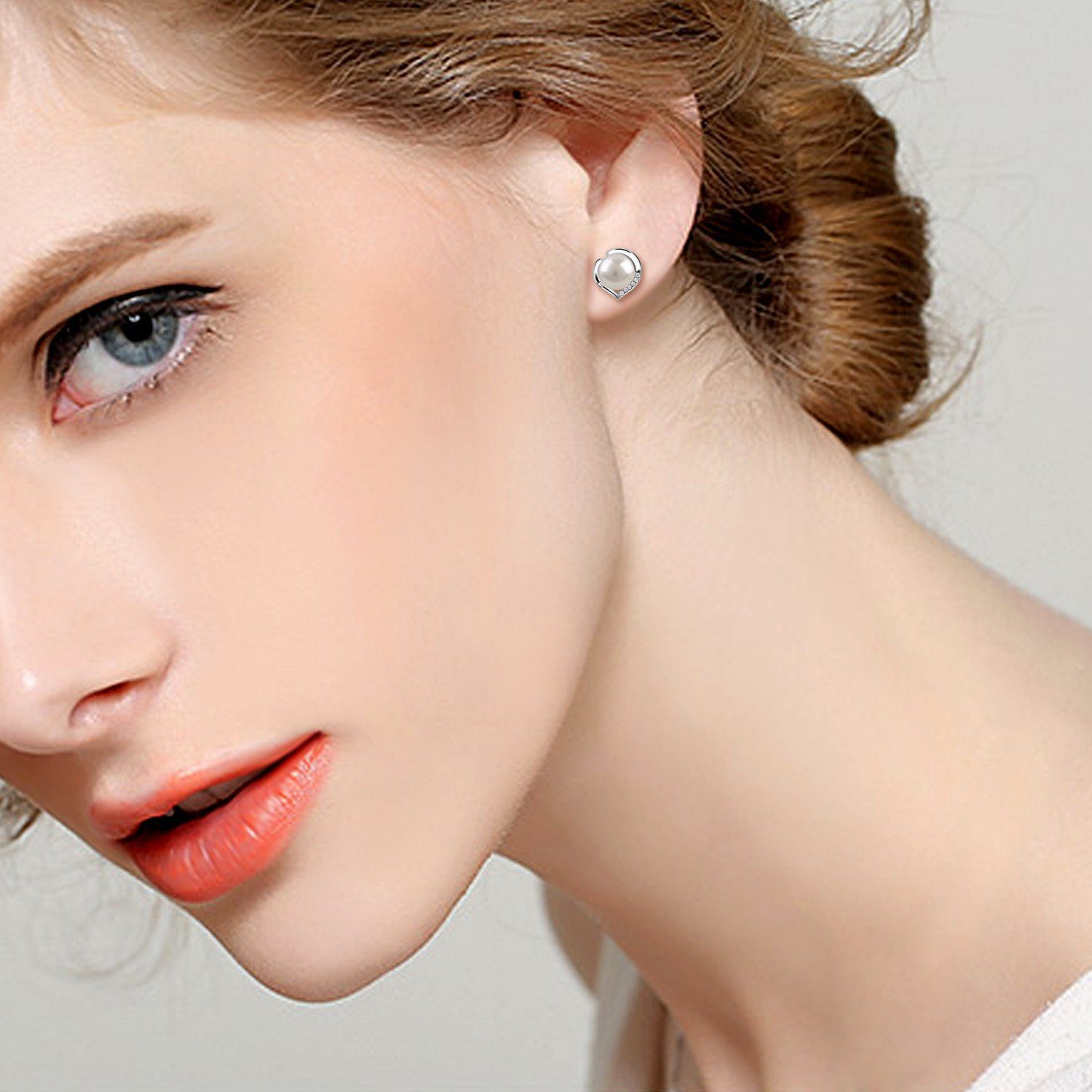 POCHUMIDUU Paar Ohrhänger Perlen Ohrringe Damen 925 Sterling Silber Ohrstecker (2-tlg), mit Zirkonia
