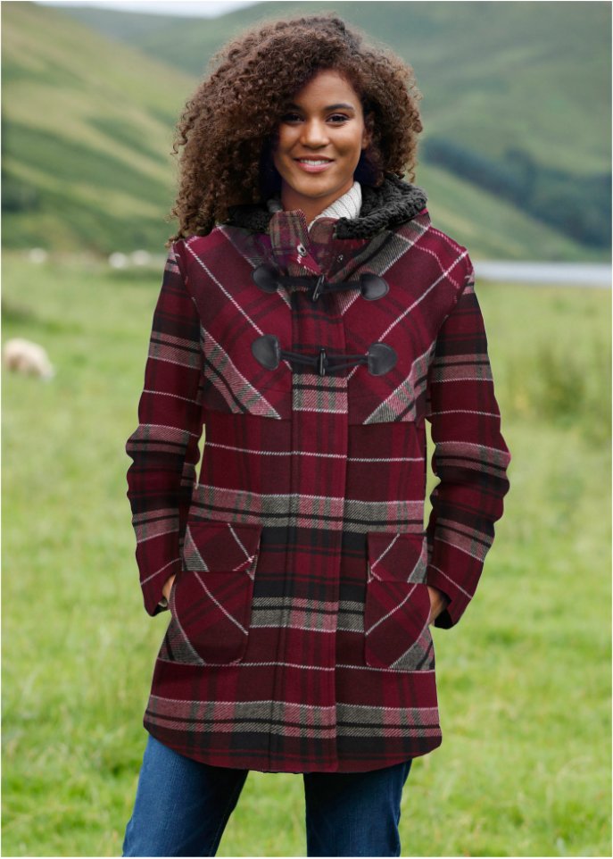 leicht wattierter Dufflecoat mit Kapuze