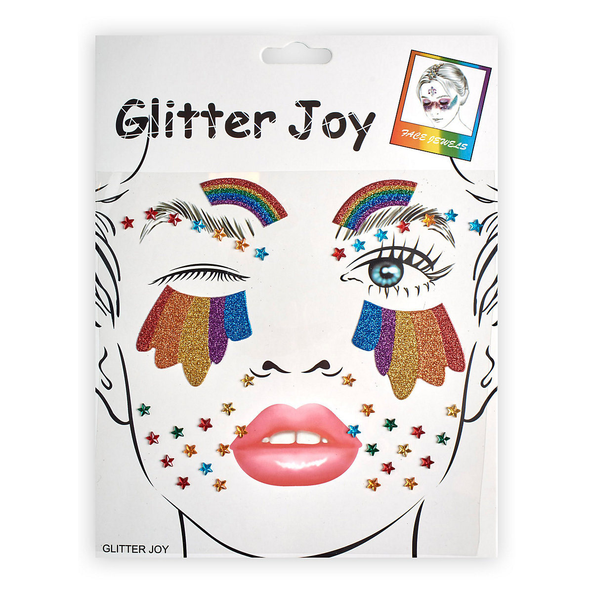 Regenbogen Glitzer Face Jewels