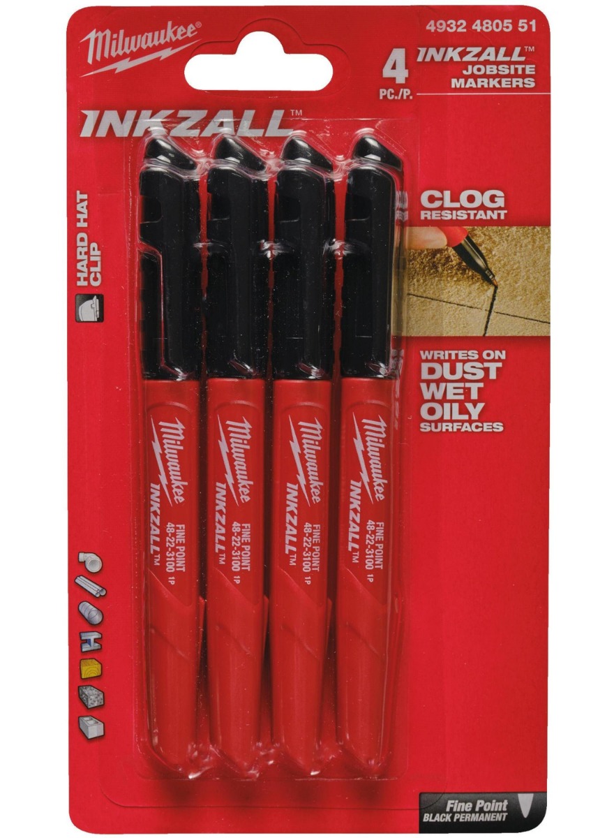Milwaukee Accessoires 4932480551 Popisovače Inkzall čierne - 4 ks