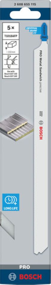 Bosch Blauw Accessoires 2608655115 PRO Metal Sandwich T1018AFP decoupeerzaagbladen 250 mm 5 stuks
