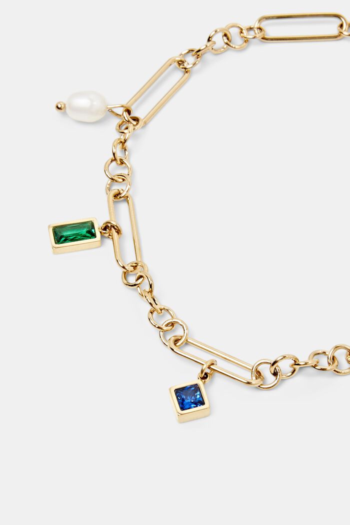 Gliederarmband mit Anhängern, Edelstahl