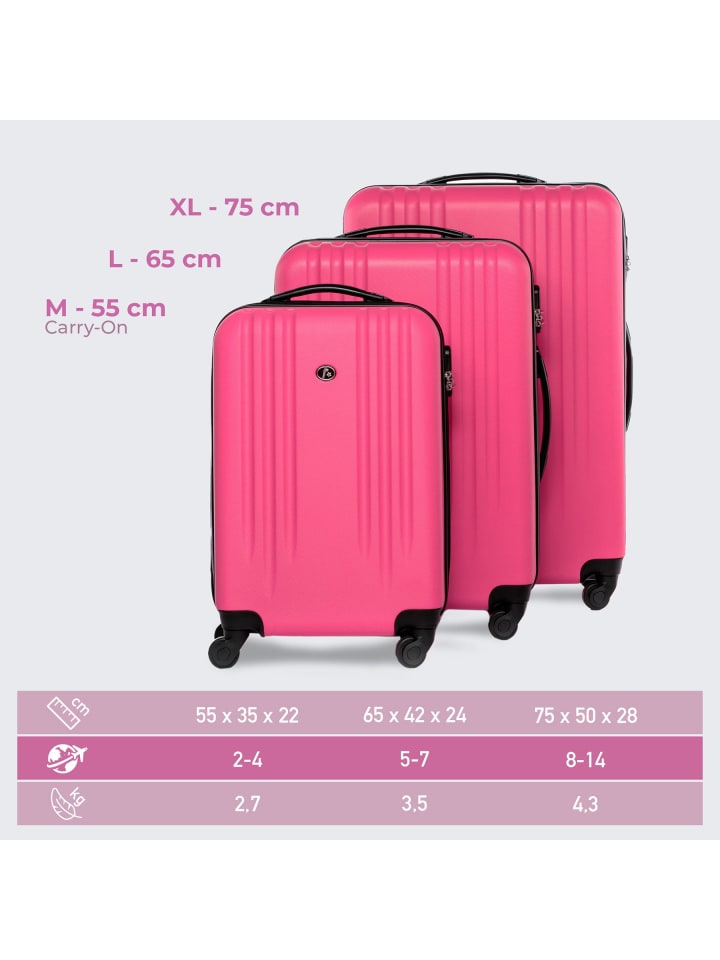 FERGÉ Kofferset Hartschale 3-teilig Hartschale 3 teilig Koffer Set Marseille in pink günstig kaufen onesize