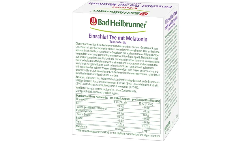 Bad Heilbrunner Einschlaf Tee mit Melatonin im Stick tassenfertig 10 g