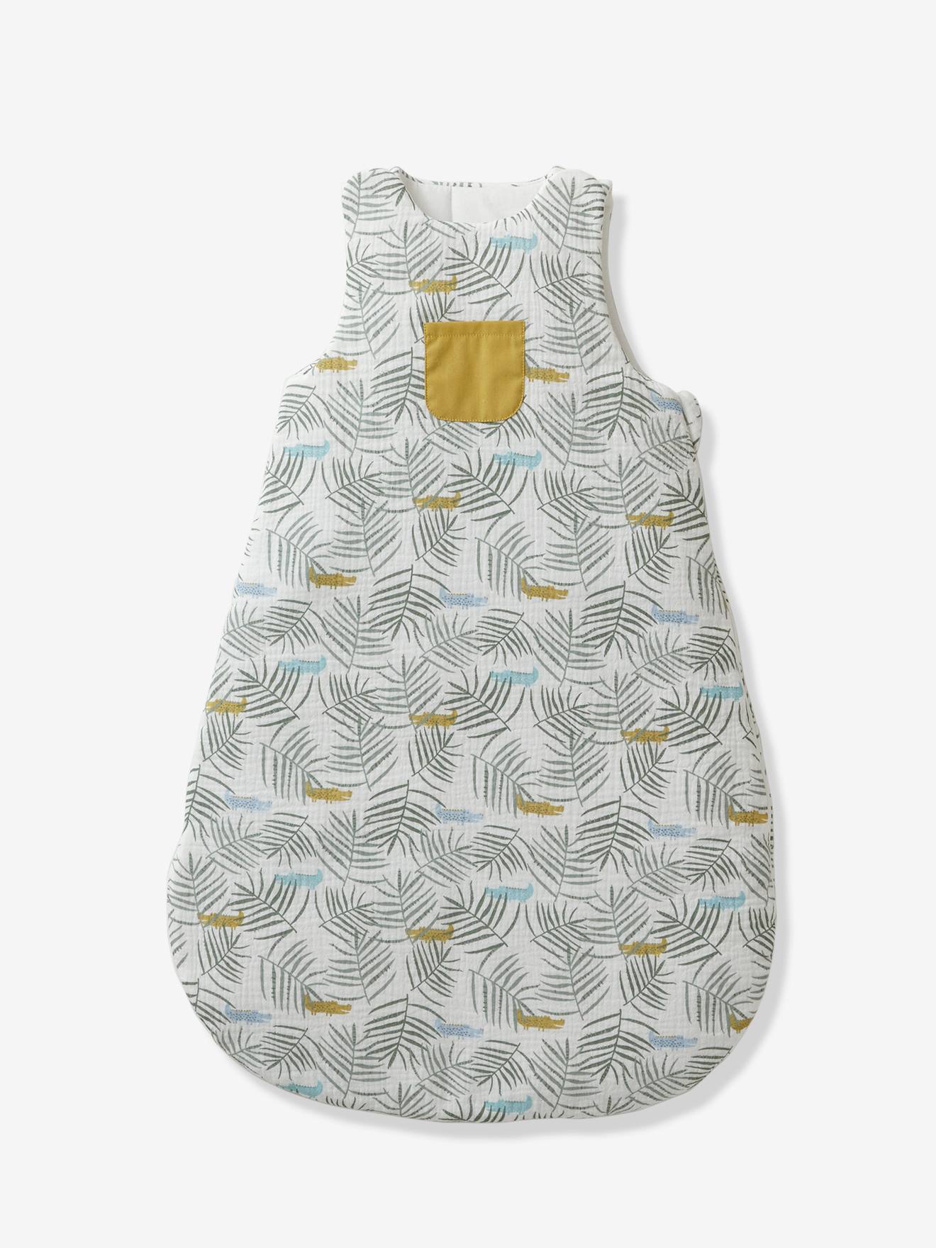 Gigoteuse sans manches en gaze de coton TREK Oeko-Tex® blanc imprimé