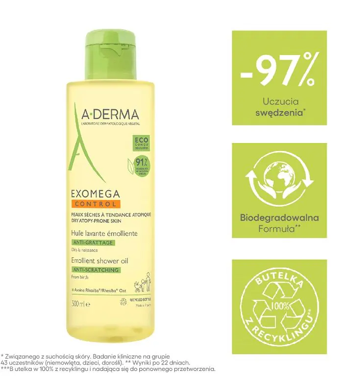 A-Derma Exomega Control emolijentno ulje za tuširanje, 500 ml