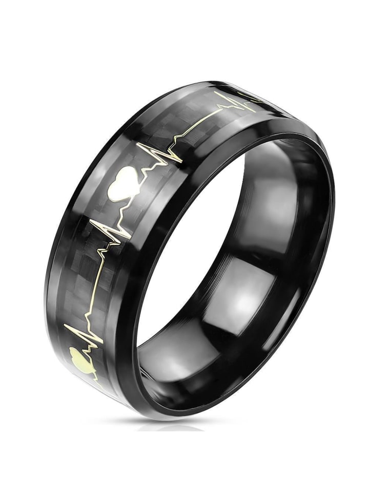 Bungsa Ring in Schwarz, goldendes Inlay günstig kaufen