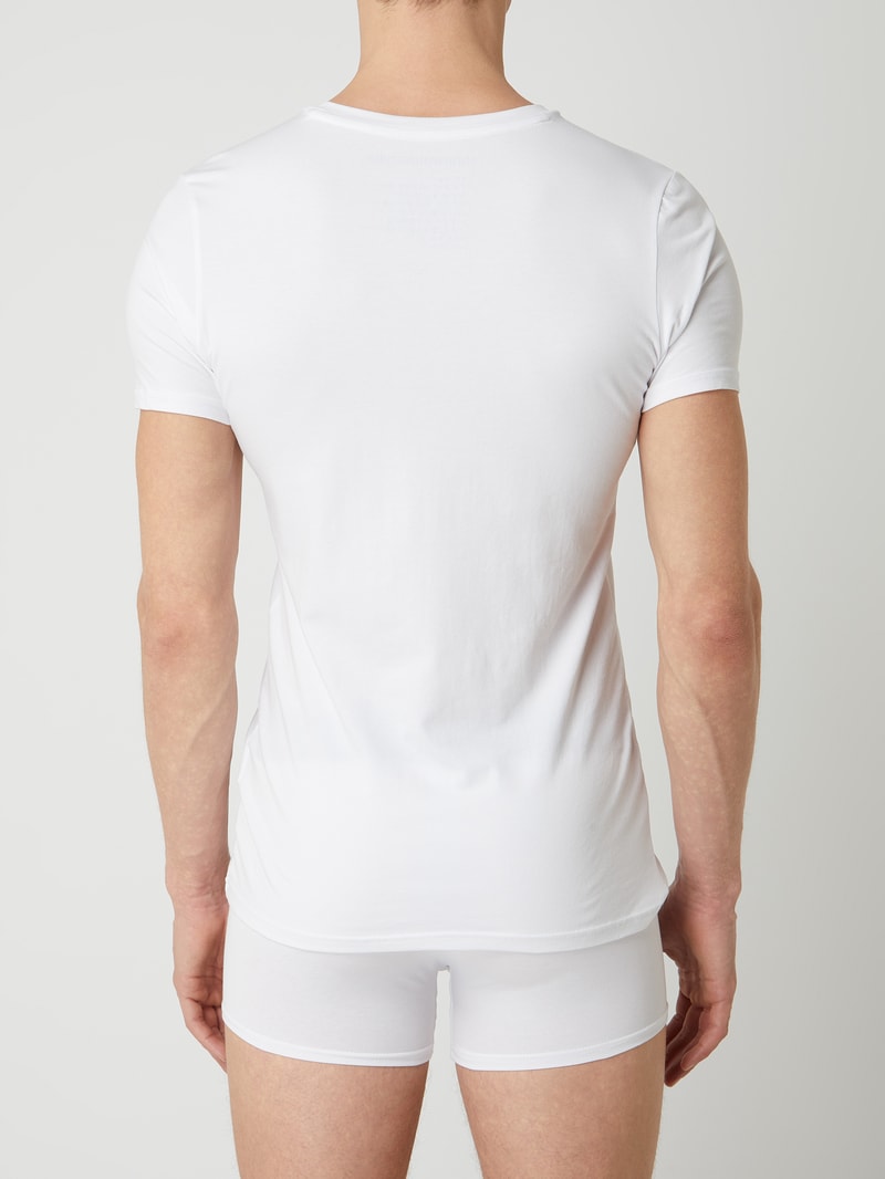 T-Shirt mit Stretch-Anteil im 2er-Pack Modell 'Cadan' in weiß
