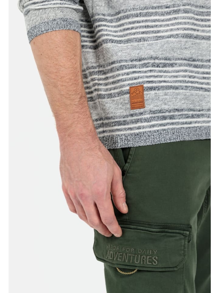 Camel Active Strickpullover im Streifenmuster in Blau-Grau günstig kaufen