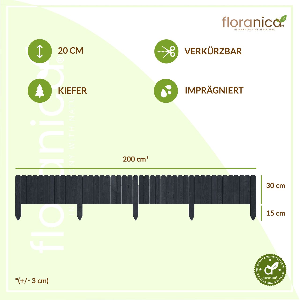 Pemicont Rollborder Flexibler Holzzaun Rolborder Beeteinfassung Rasenkante Gartenzaun