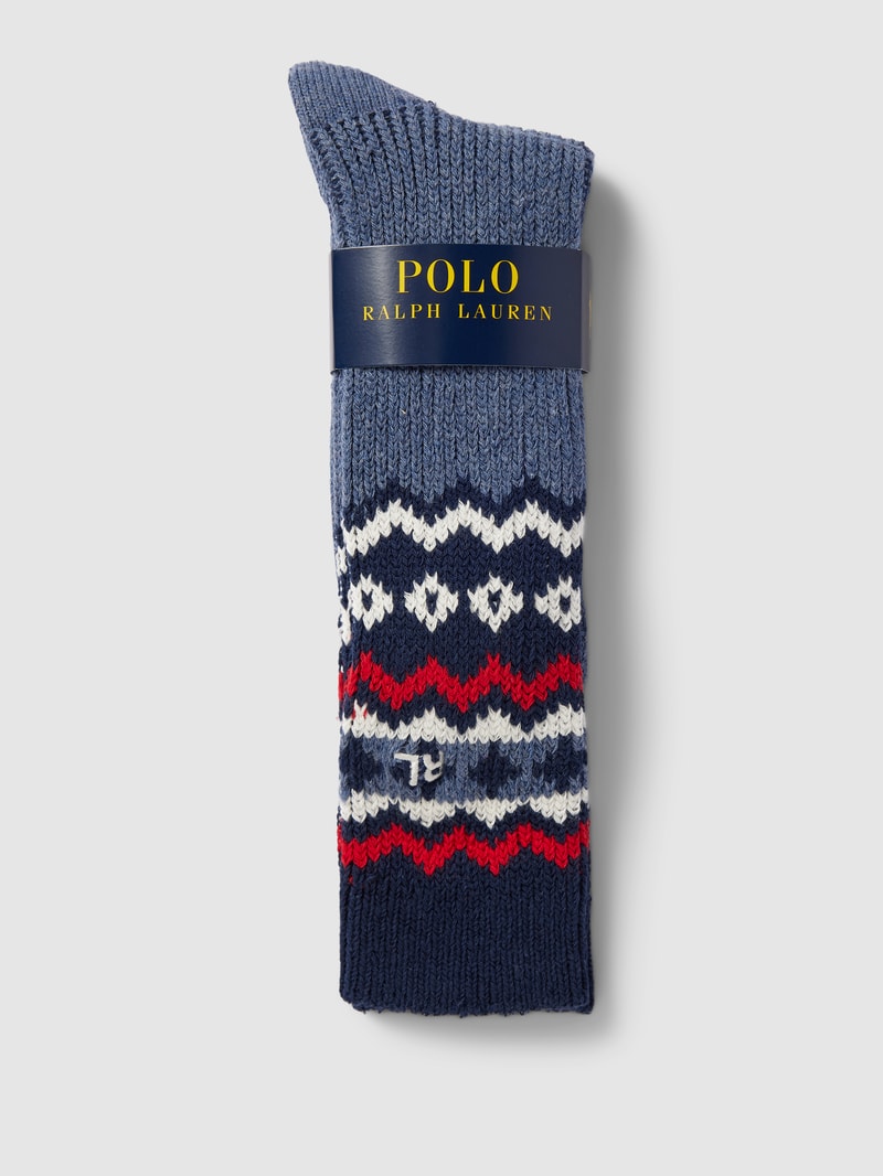 Socken mit Label-Stitching Modell 'FAIRISLE' in marineblau