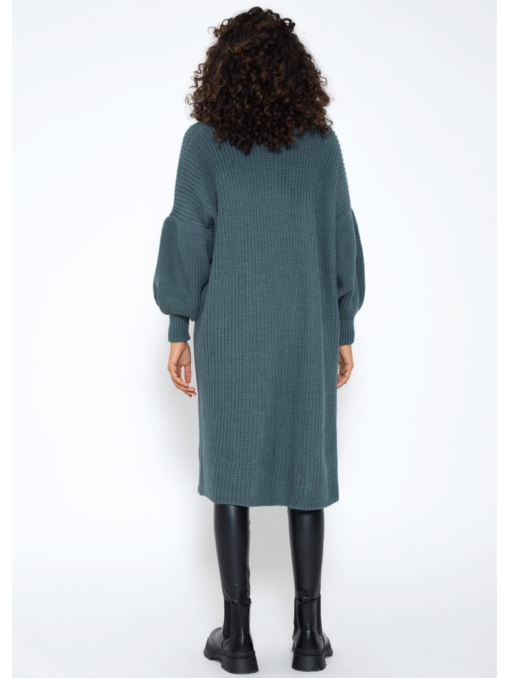 SASSYCLASSY Maxi Strick-Cardigan in Petrolgrün günstig kaufen