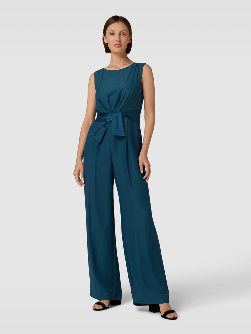 Jumpsuit mit Taillengürtel in bottle meliert