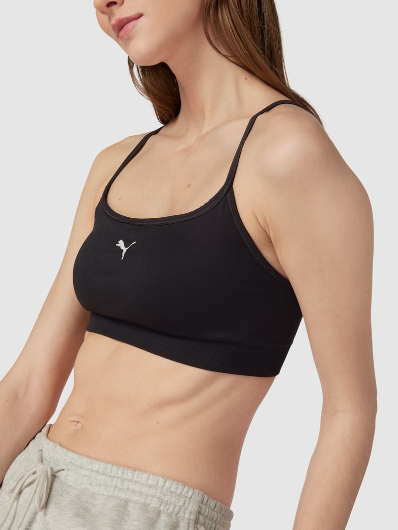 Sport-BH mit Logo-Print Modell 'Low Impact Studio' in schwarz