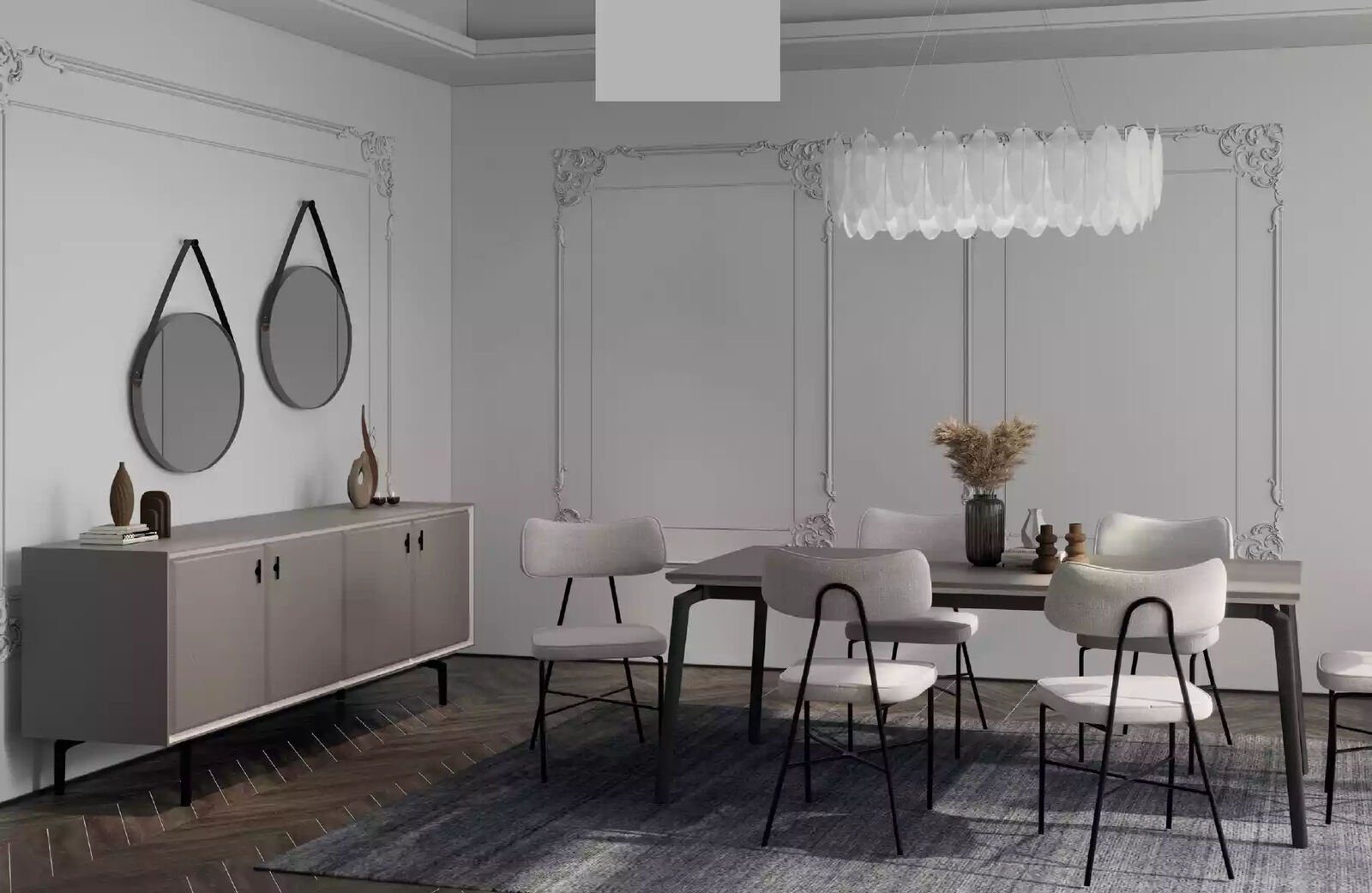 JVmoebel Esszimmer-Set Esszimmer set schicke Möbel Einrichtung 6tlg Essgarnitur Essgruppe, (6-St), Made in Europa