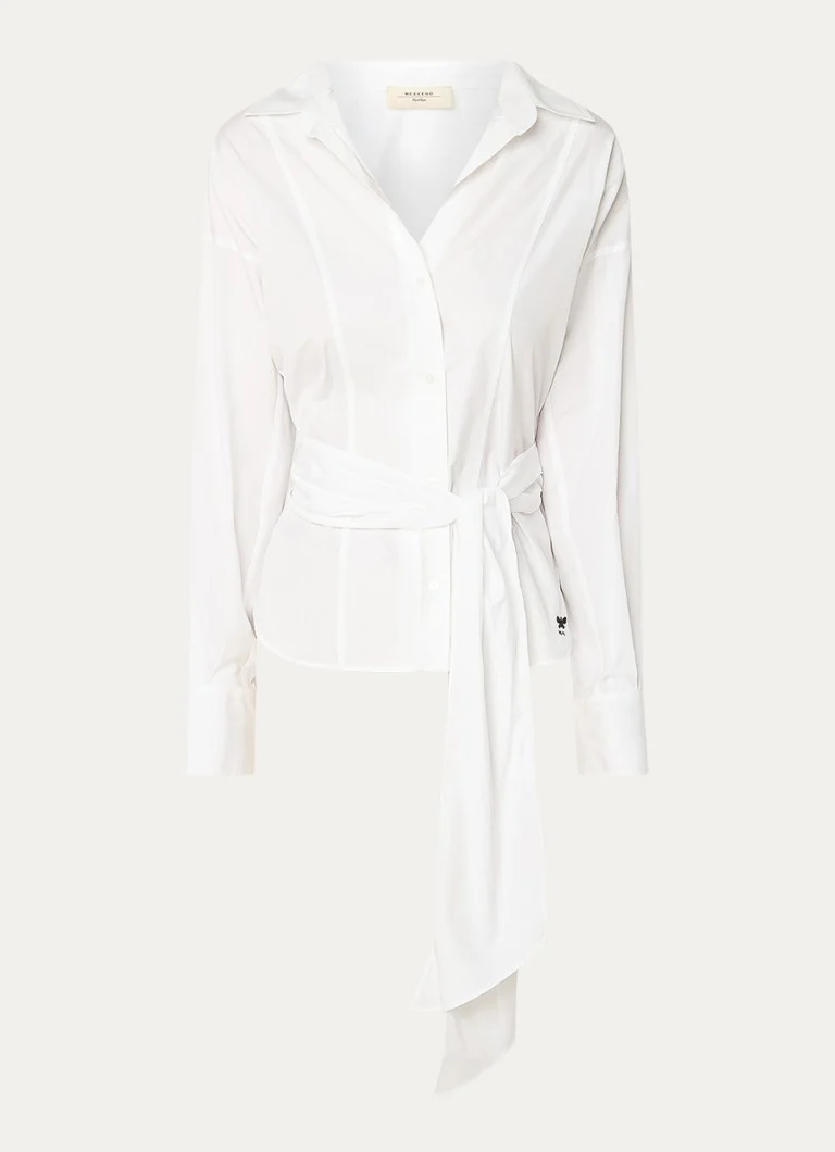 MaxMara Torino blouse with tie belt and logo embroidery