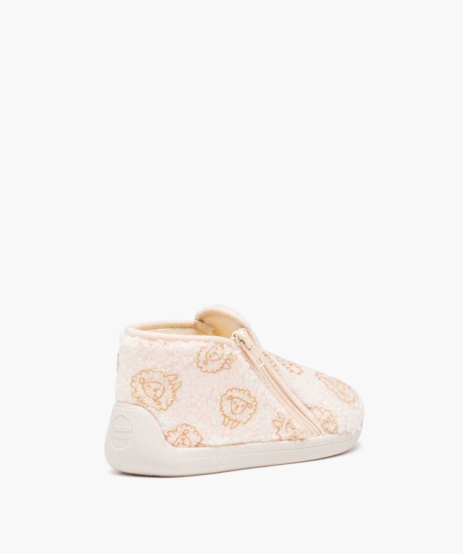 Chaussons fille bottillons imprimés dessus imitation mouton beige | GEMO