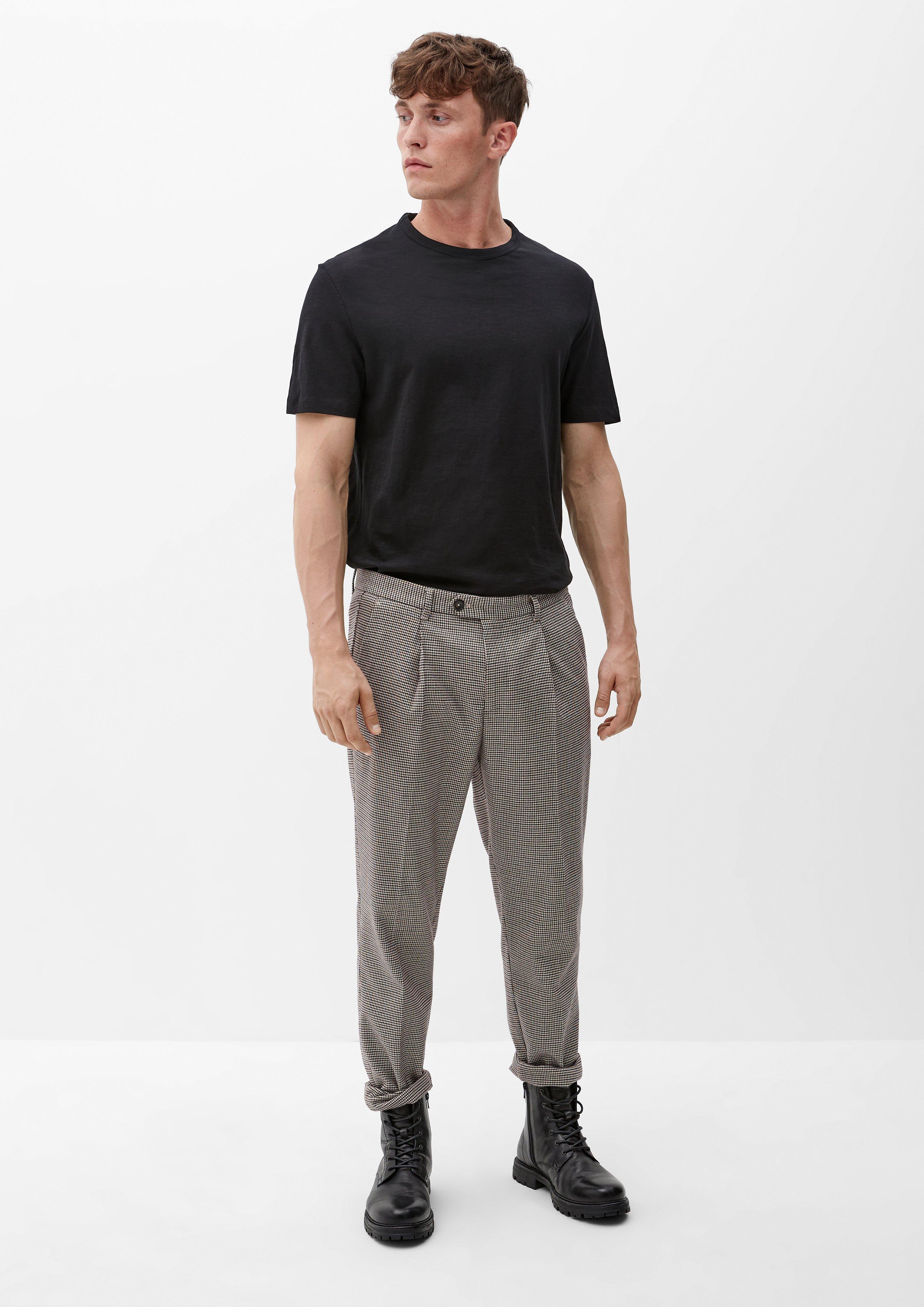 Slim: Gemusterte Bundfaltenhose  2120621-82N3