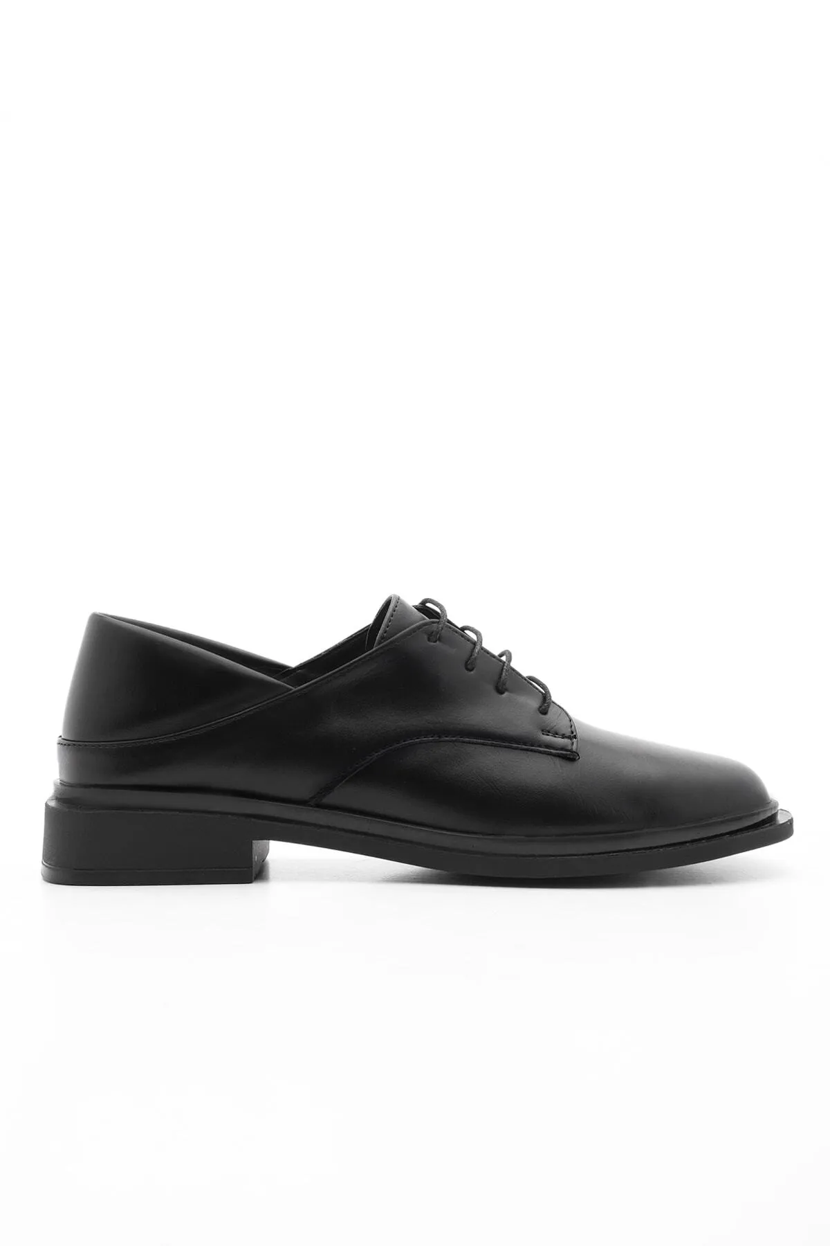 Marjin  Damen Oxford-Schuhe Blunt Toe Lace Up Maskuline Freizeitschuhe Rilen schwarz