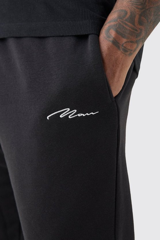 Plus schwarze Man Signature Slim-Fit Jogginghose