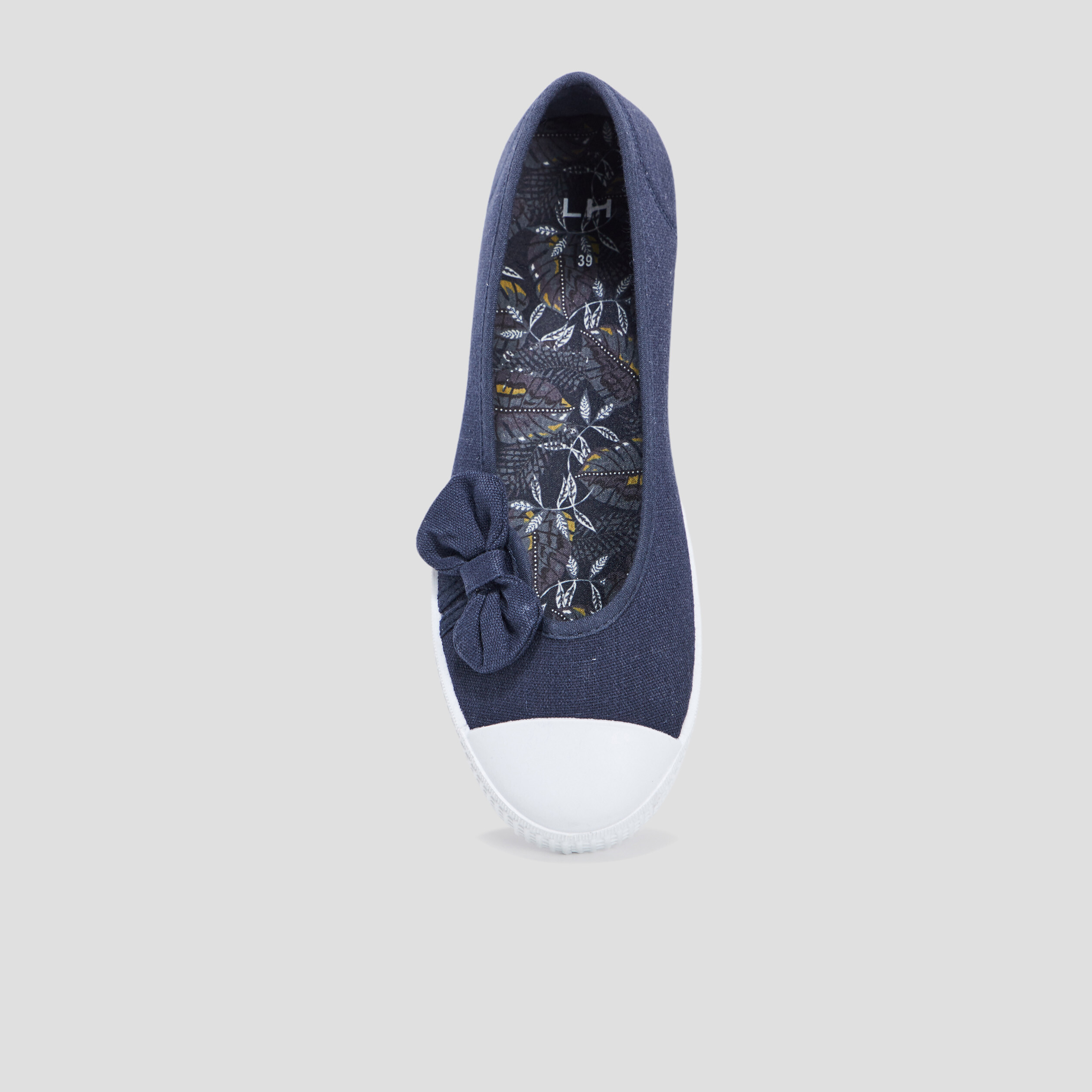 Ballerines en toile avec noeuds bleu marine femme | La Halle