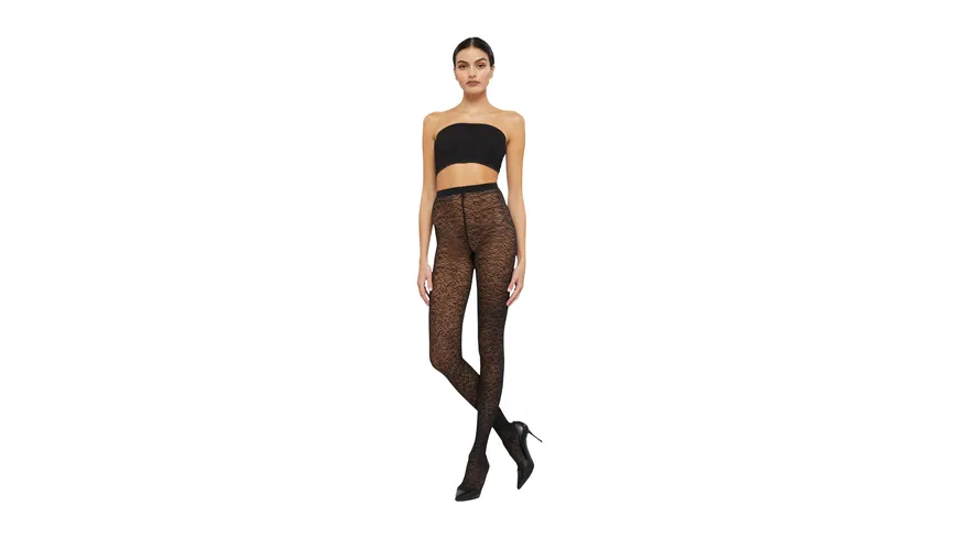 Wolford Damen Feinstrumpfhose Floral Jacquard 40 DEN black