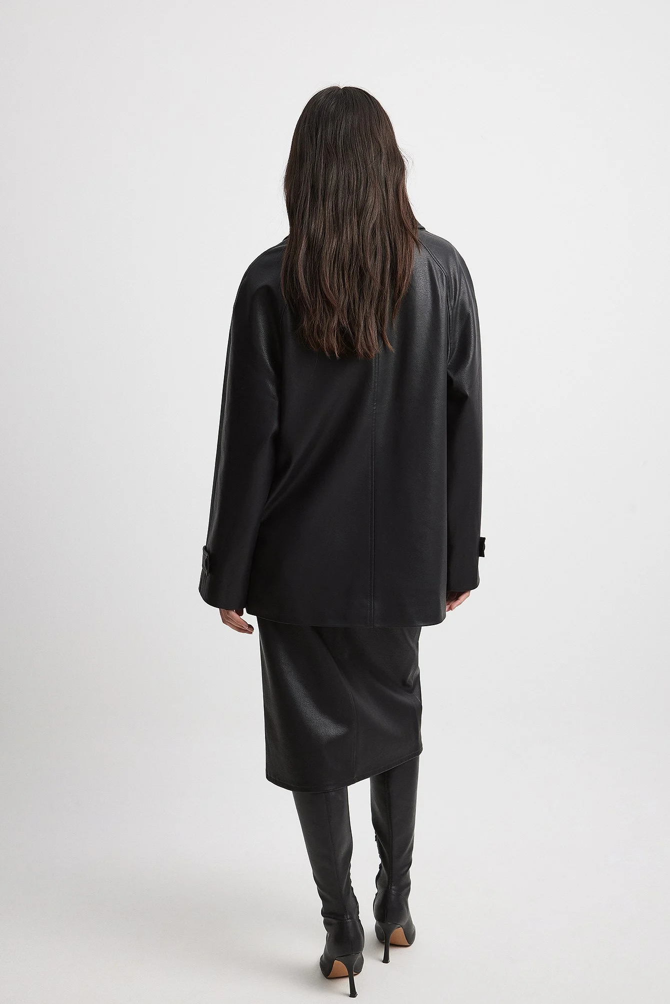 Doppelreihige Oversize-PU-Jacke