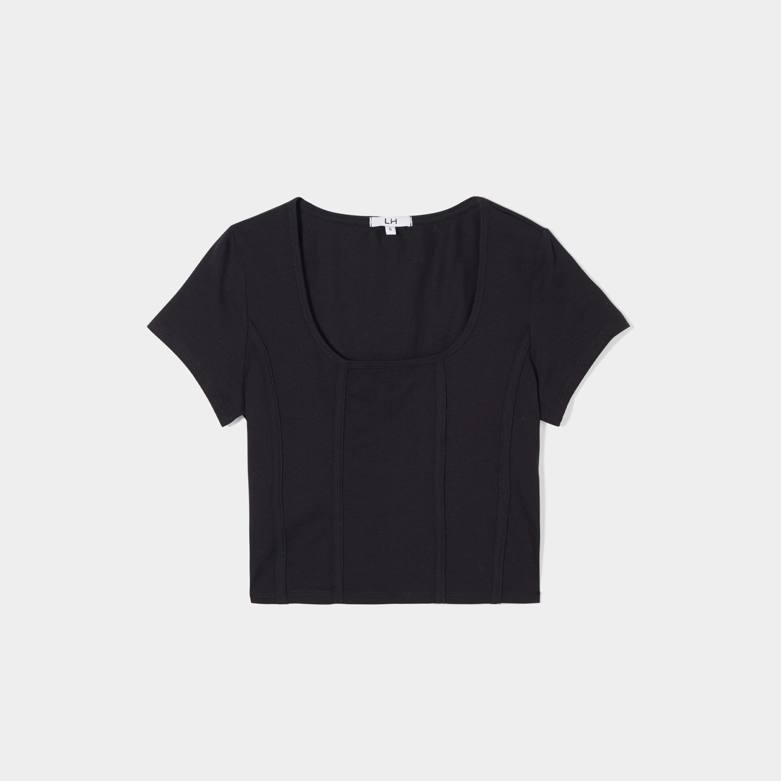 T-shirt court ajusté effet corset noir femme | La Halle