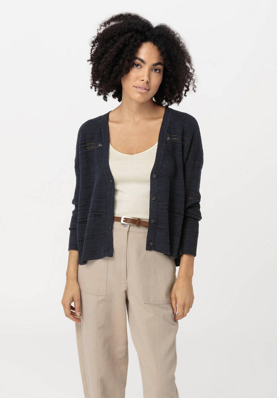 Strickjacke aus Leinen mit Bio-Baumwolle