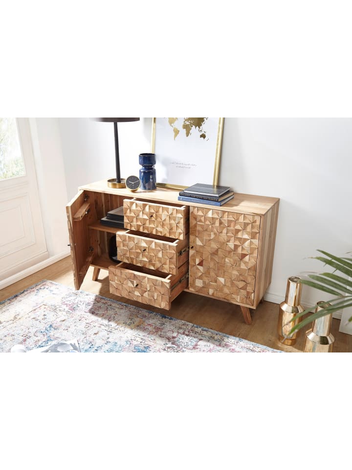 KADIMA DESIGN Sideboard REWA 140x78,5x40 cm Anrichte Massivholz Schrank günstig kaufen onesize