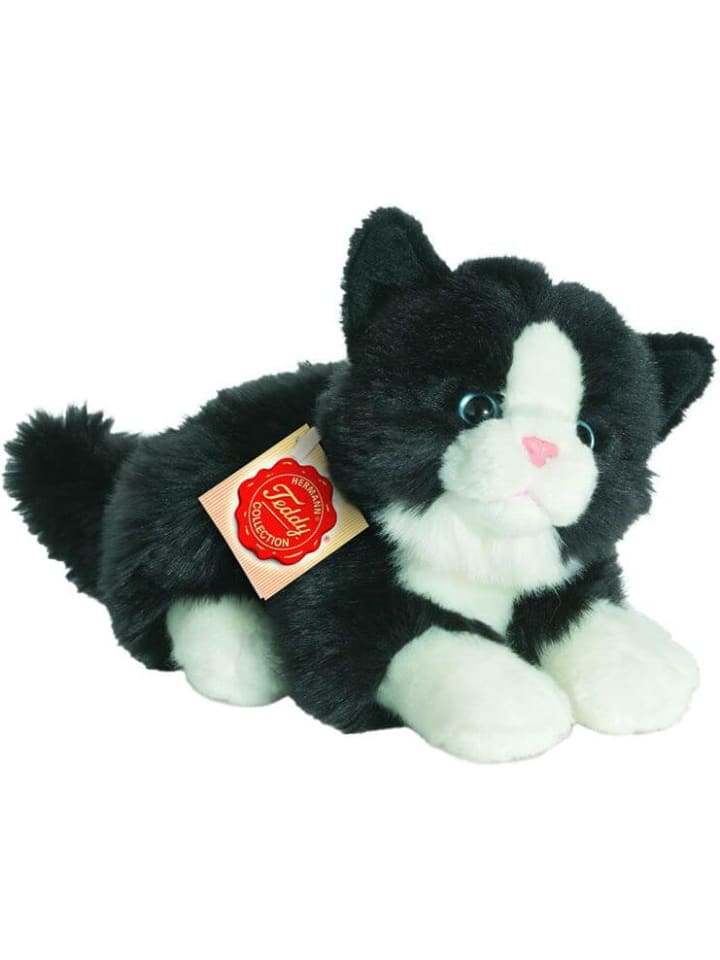 Teddy Hermann Kuscheltier Katze liegend, weiß schwarz, ca. 20 cm, ab 6 Monate günstig kaufen onesize