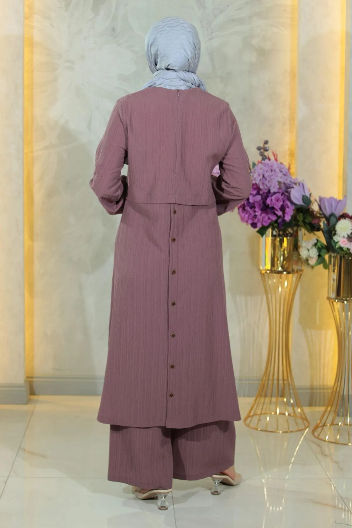 Modamihram  Geknöpftes Hijab-Set Lila 10358