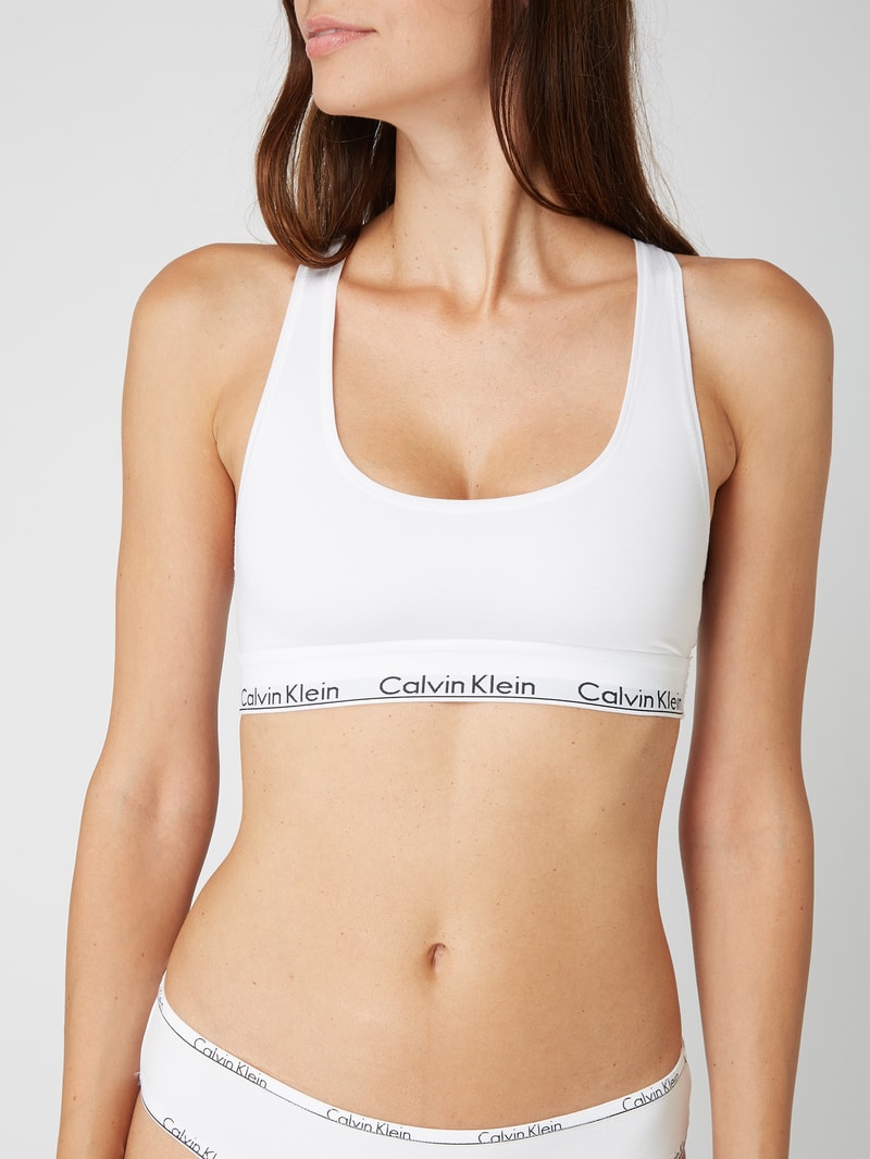 Bustier mit Logo-Bund in weiß