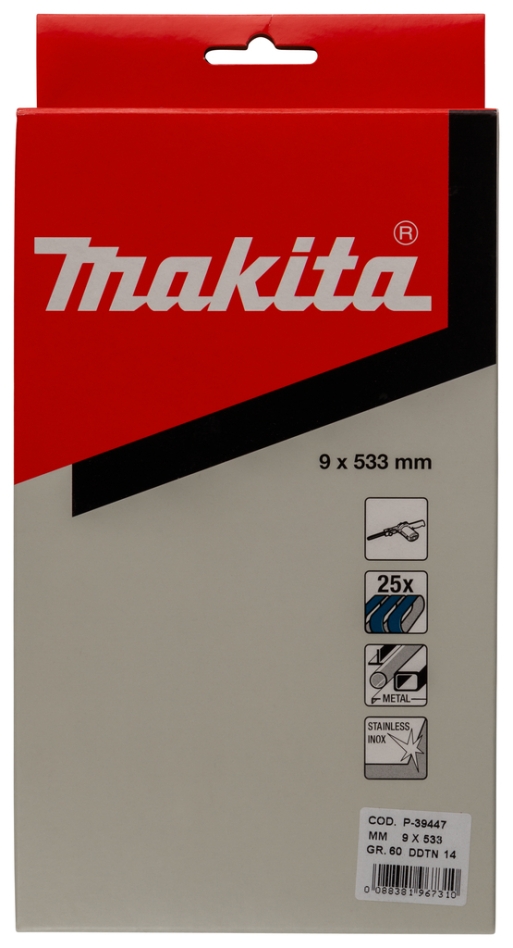 Makita Accessories P-39447 Taśma szlifierska K60 9x533 mm niebieska - 25 sztuk