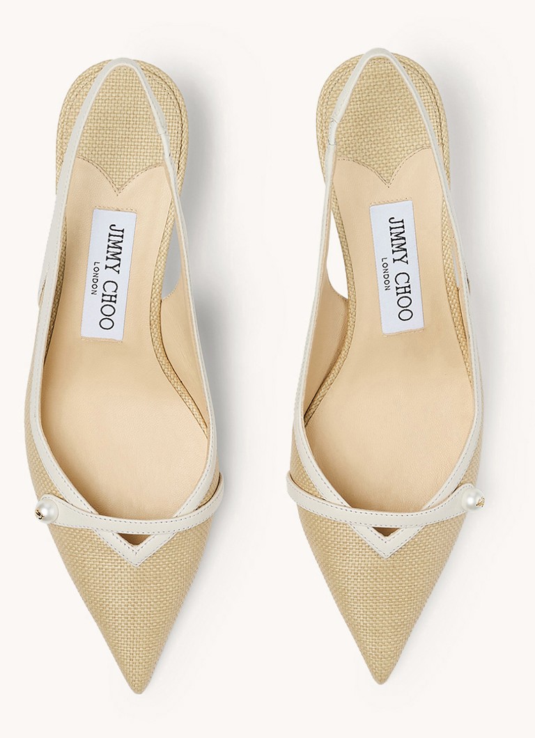 Escarpins Jimmy Choo Amita 45 en raphia avec détails en agneau