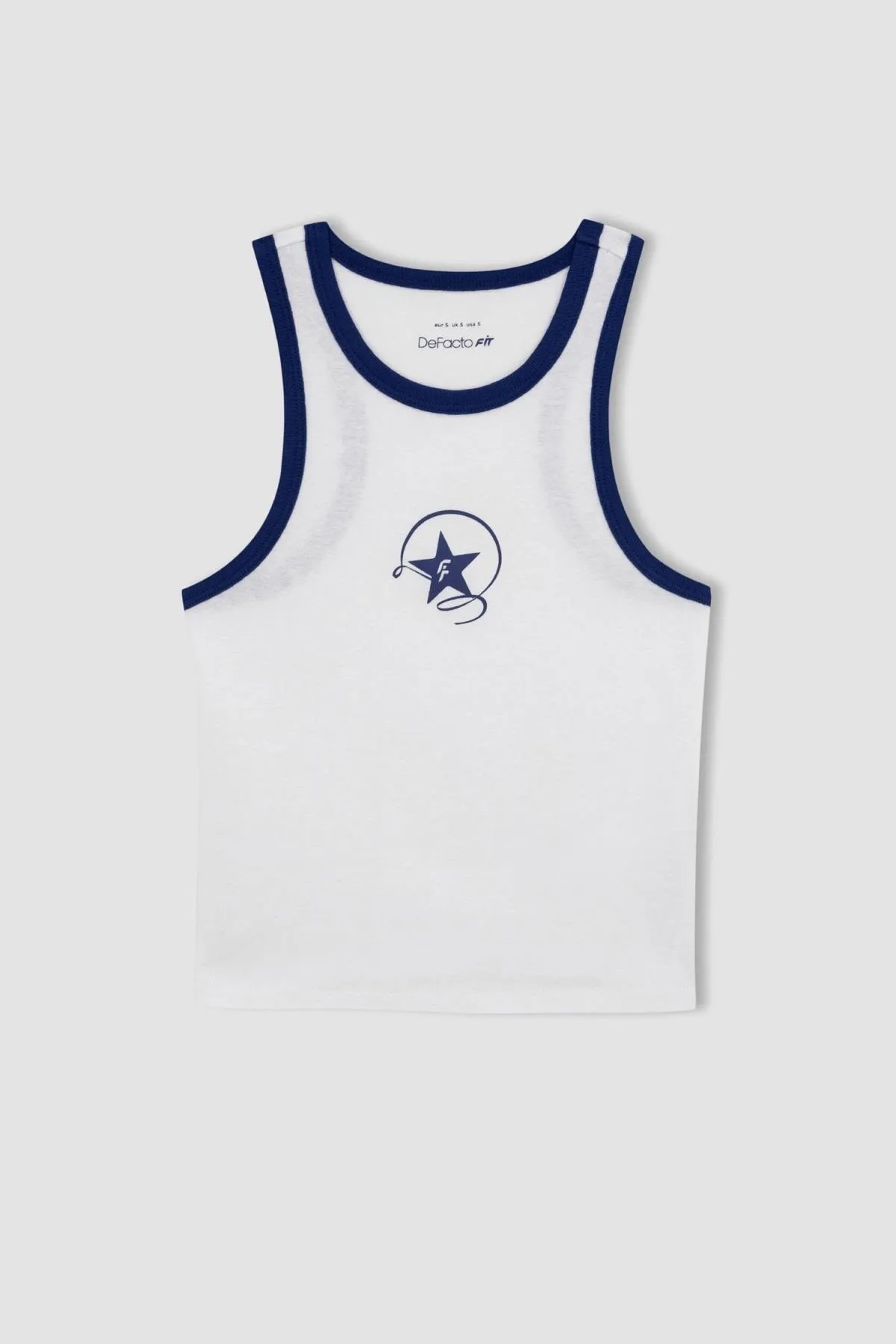 DeFacto  Fit Crop Bedrucktes Rundhals-Ripp-Shirt Athlete Cotton Athlete A6898ax23sm