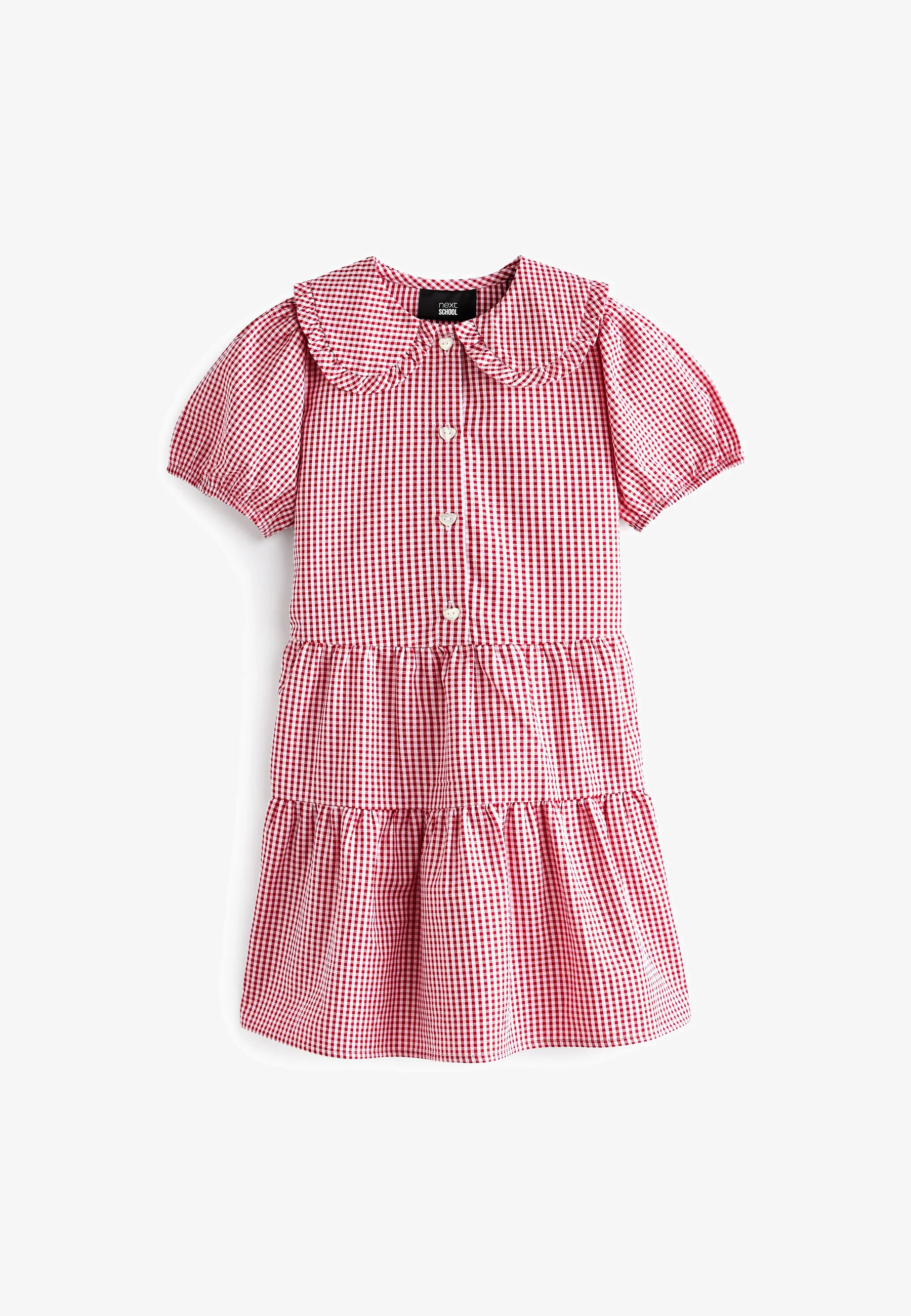 Siguiente vestido de verano con estampado de cuadros escalonados de la escuela Rich
