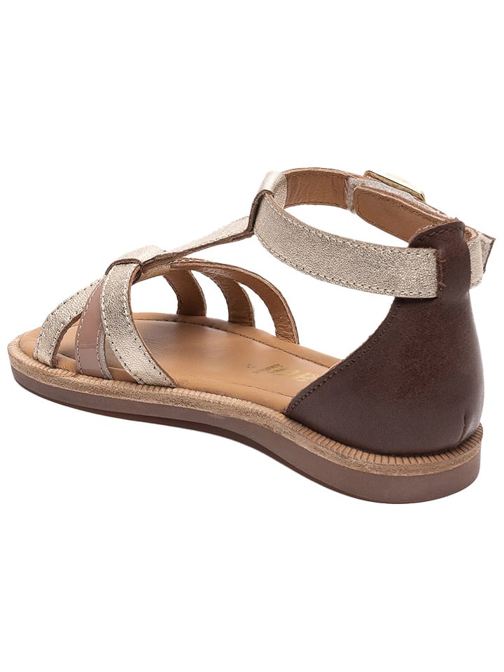 bisgaard Leder-Sandalen in Gold/ Braun günstig kaufen
