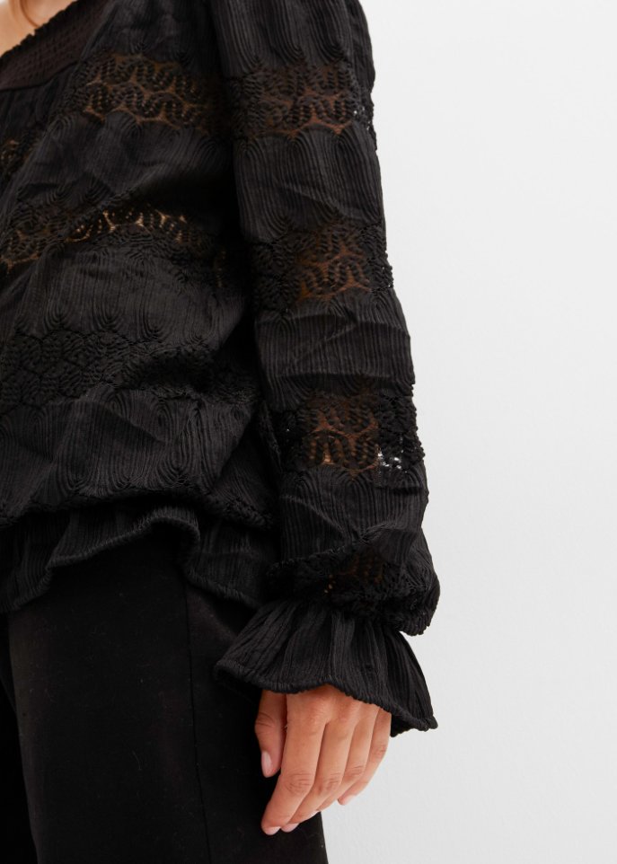 Carmenshirt mit Spitze