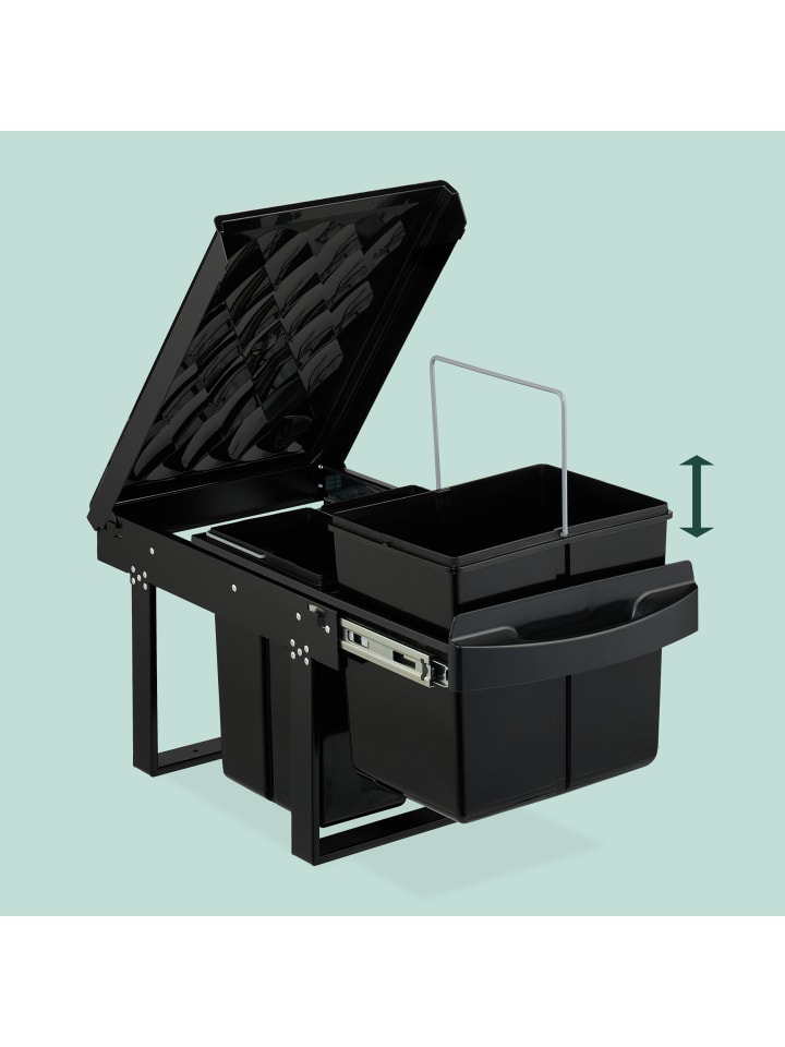 relaxdays Einbaumülleimer in Schwarz - 1x 15 l   2x 8 l günstig kaufen onesize