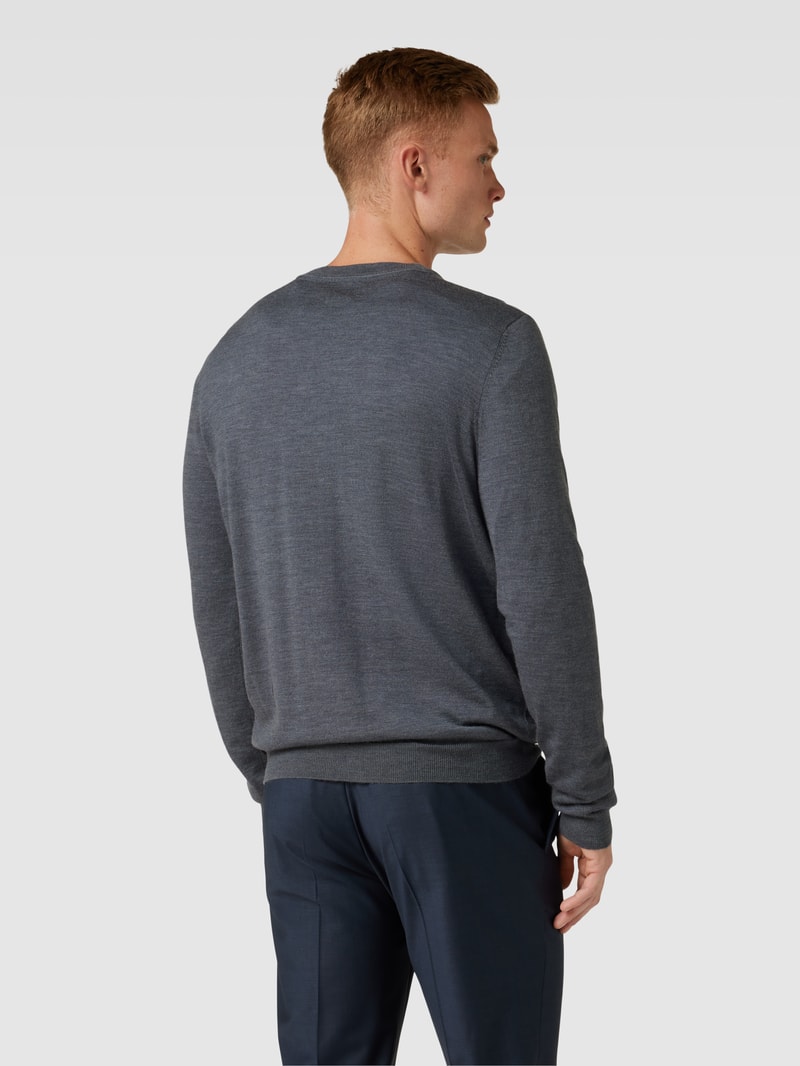 Strickjacke aus Wolle mit V-Ausschnitt in dunkelgrau