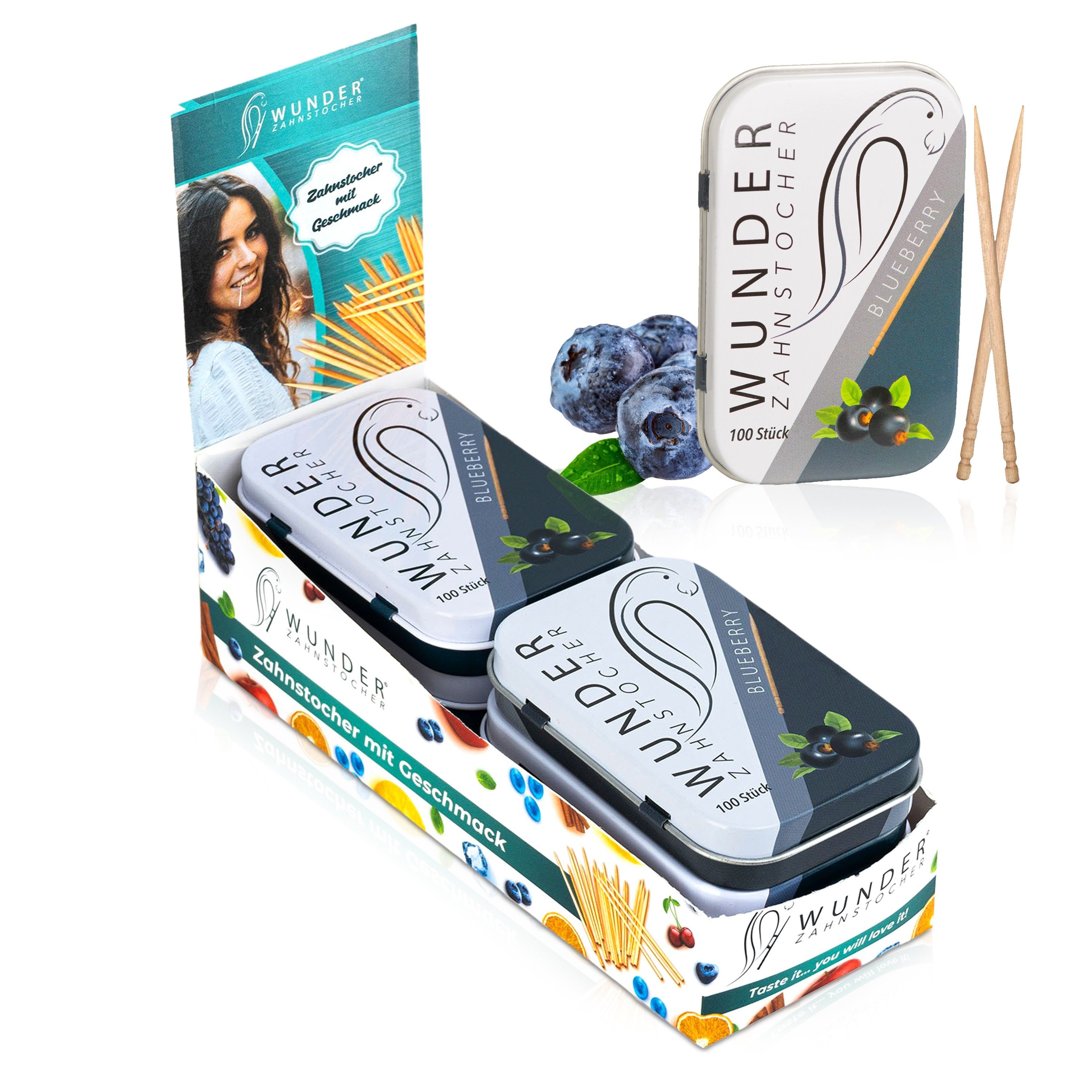 Wunder Zahnstocher Mundpflegecenter Wunder Zahnstocher Display 6er Pack Blaubeere DS