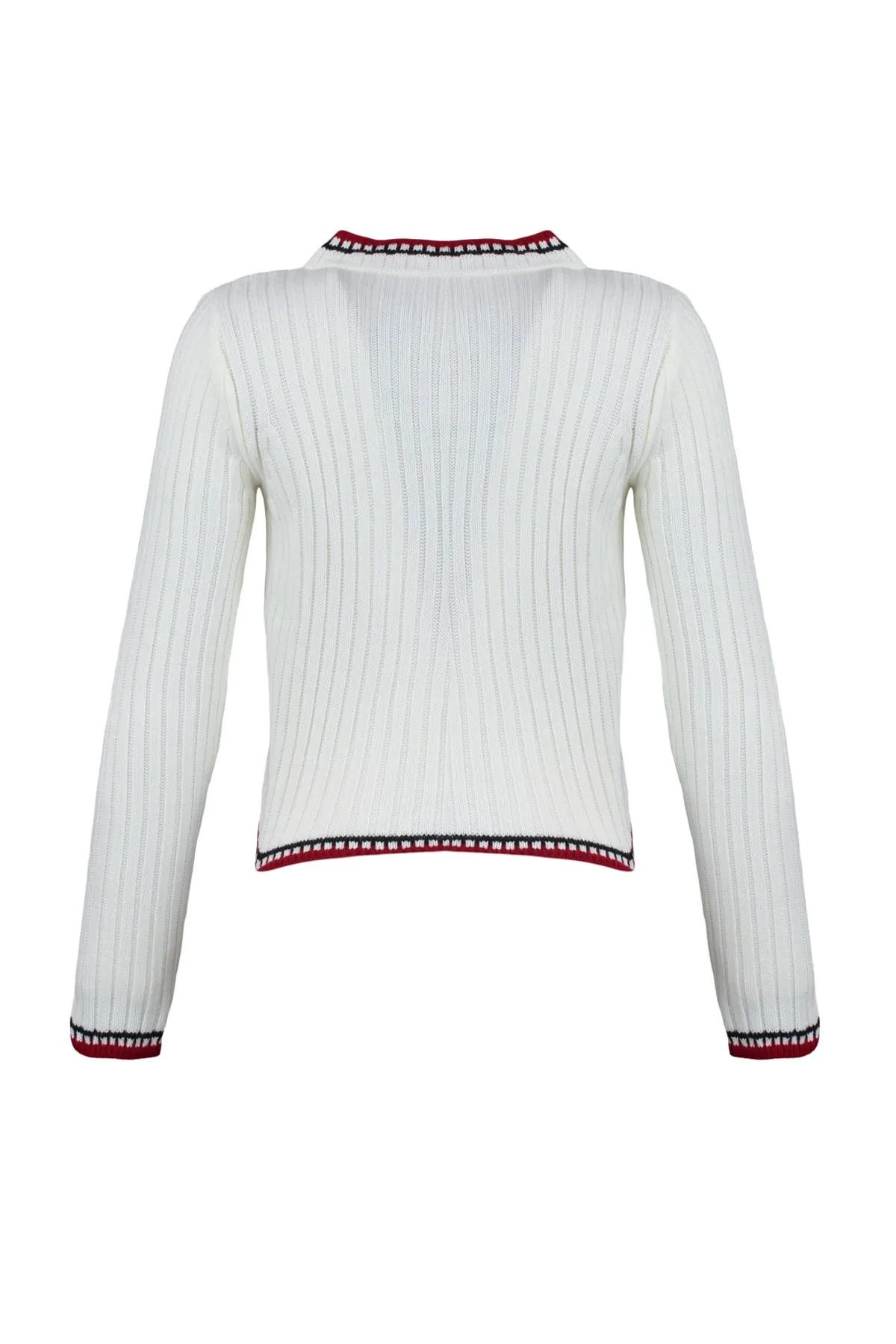 Trendyol Collection  Ecrufarbene, kurze Strickjacke TWOAW23HI00550