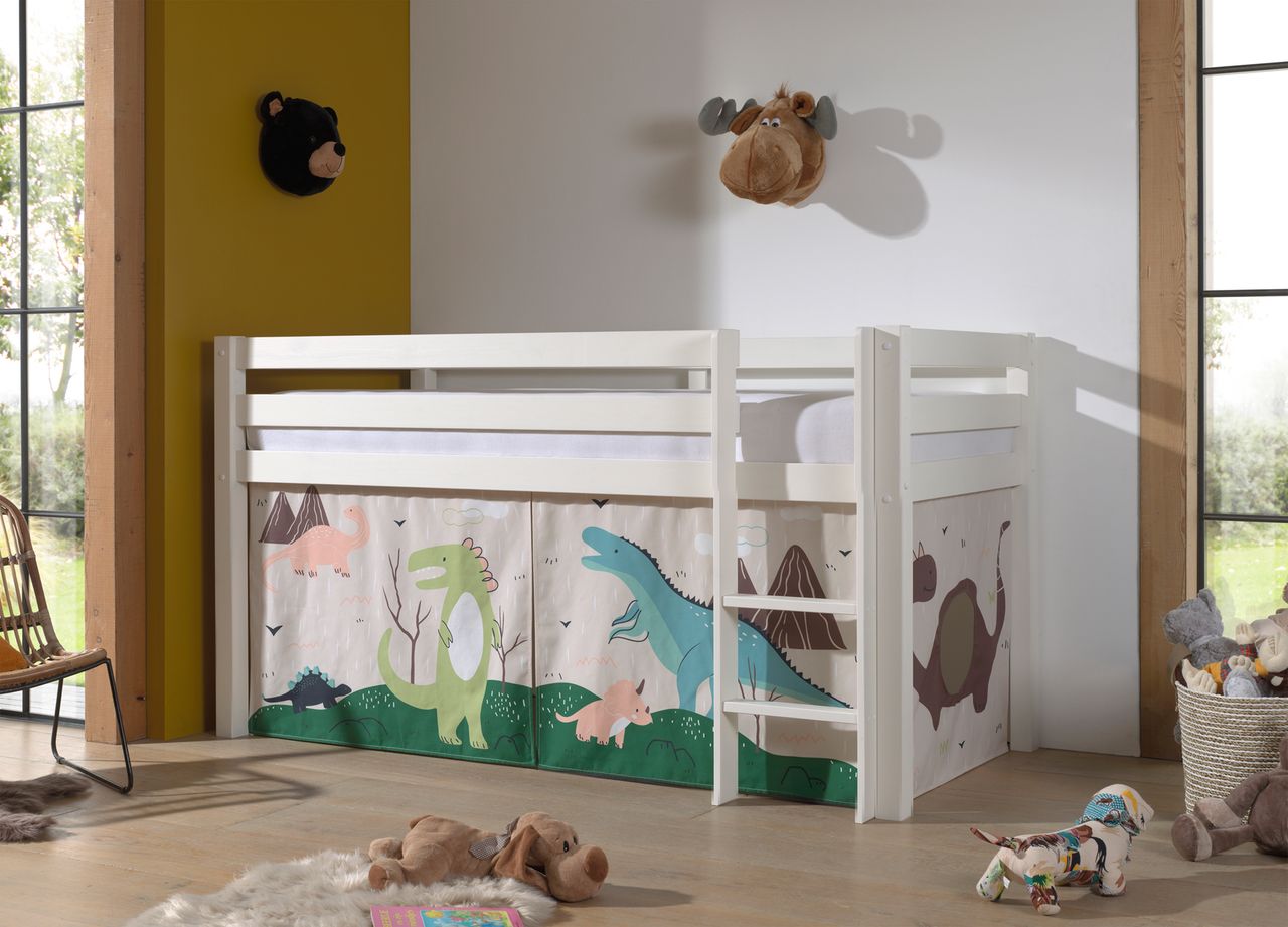 VIPACK Halbhohes Bett PINO, mit Textilset 