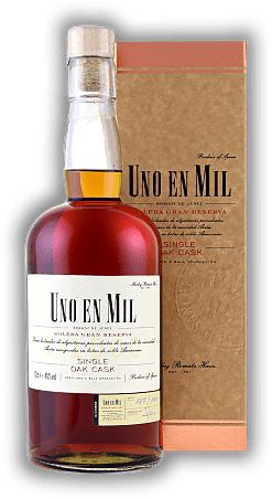 Uno en Mil Brandy Solera Gran Reserva Uno en Mil Brandy Solera Gran Reserva Exklusiver und erlesener Brandy. 0,7	 Liter - Vol 40%